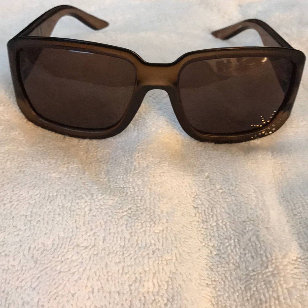 Dior Rectangle Sunglasses in Brown w/Rhinestones